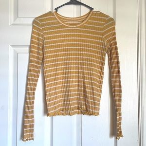 Yellow and White long sleeve with lettuce edges